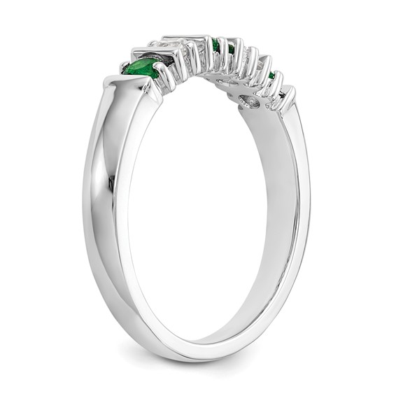 14k White Gold 2.75mm Emerald AA Diamond 5-Stone Ring