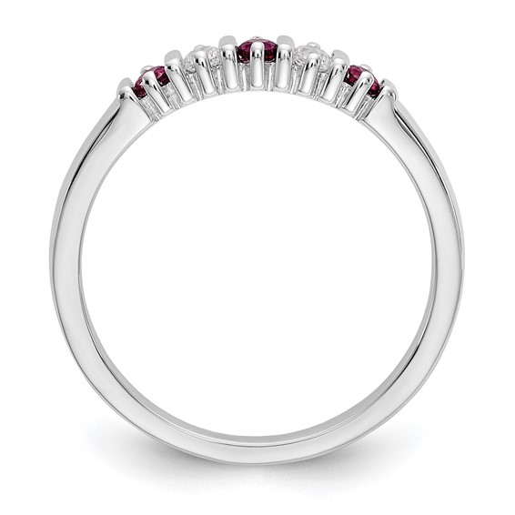 14k White Gold 2mm Ruby AA Diamond 5-Stone Ring