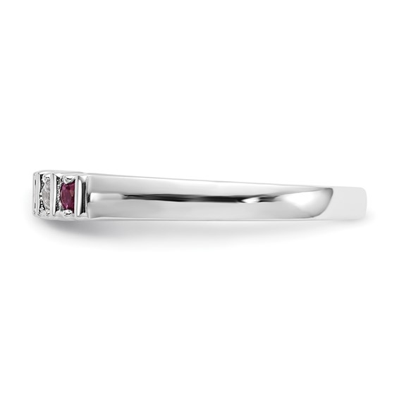 14k White Gold 2mm Ruby AA Diamond 5-Stone Ring