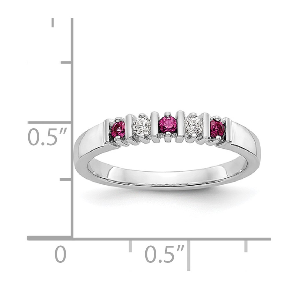 14k White Gold 1/15 carat Diamond and Ruby Complete Band (RM3289B-RU-008-WAA)