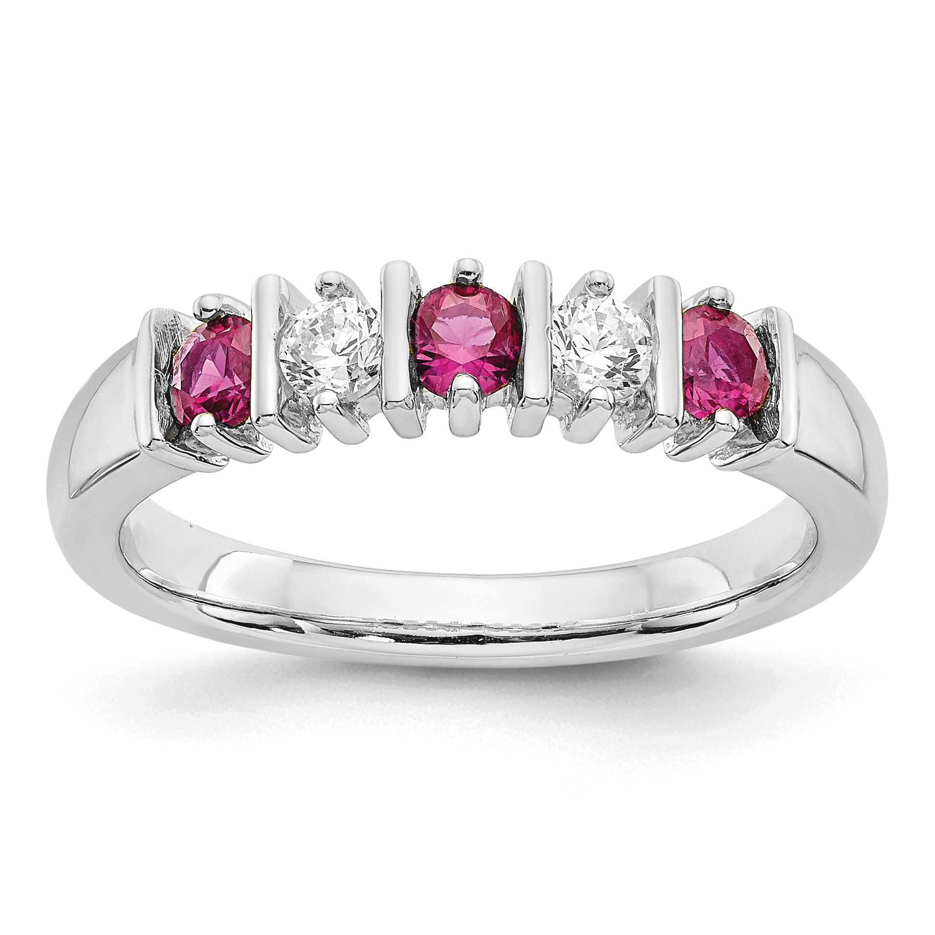 14k White Gold 1/5 carat Diamond and Ruby Complete Band (RM3289B-RU-019-WAA)