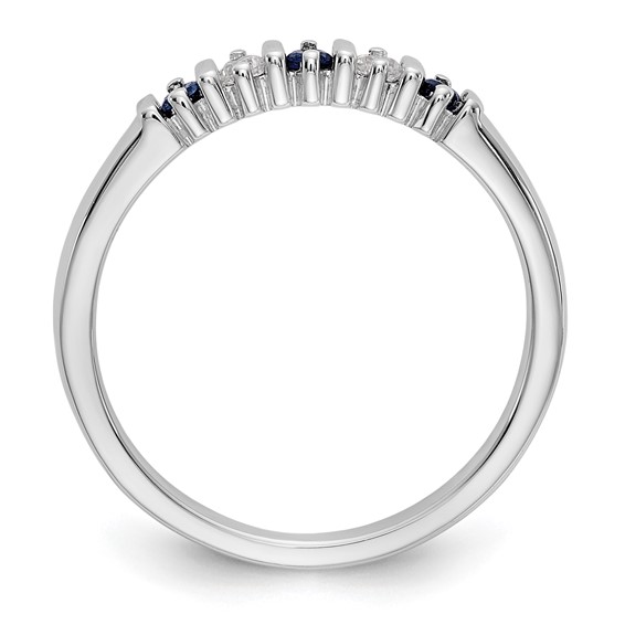 14k White Gold 2mm Sapphire AA Diamond 5-Stone Ring
