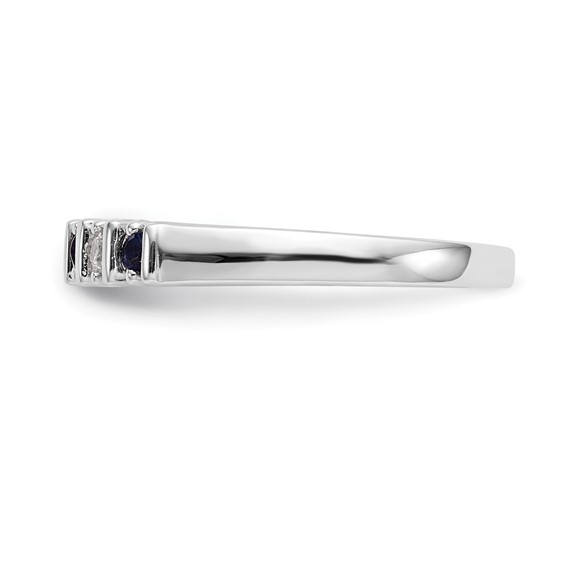 14k White Gold 2mm Sapphire AA Diamond 5-Stone Ring