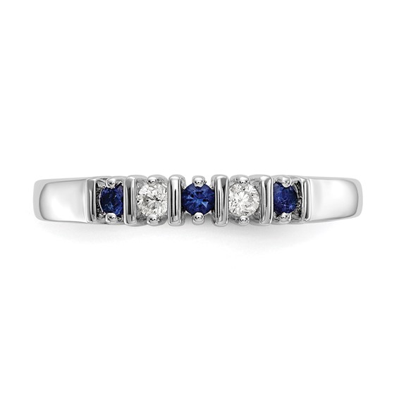 14k White Gold 2mm Sapphire AA Diamond 5-Stone Ring