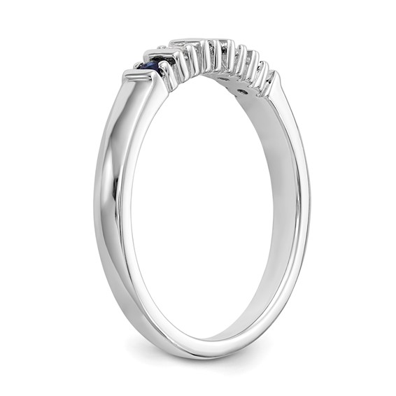 14k White Gold 2mm Sapphire AA Diamond 5-Stone Ring