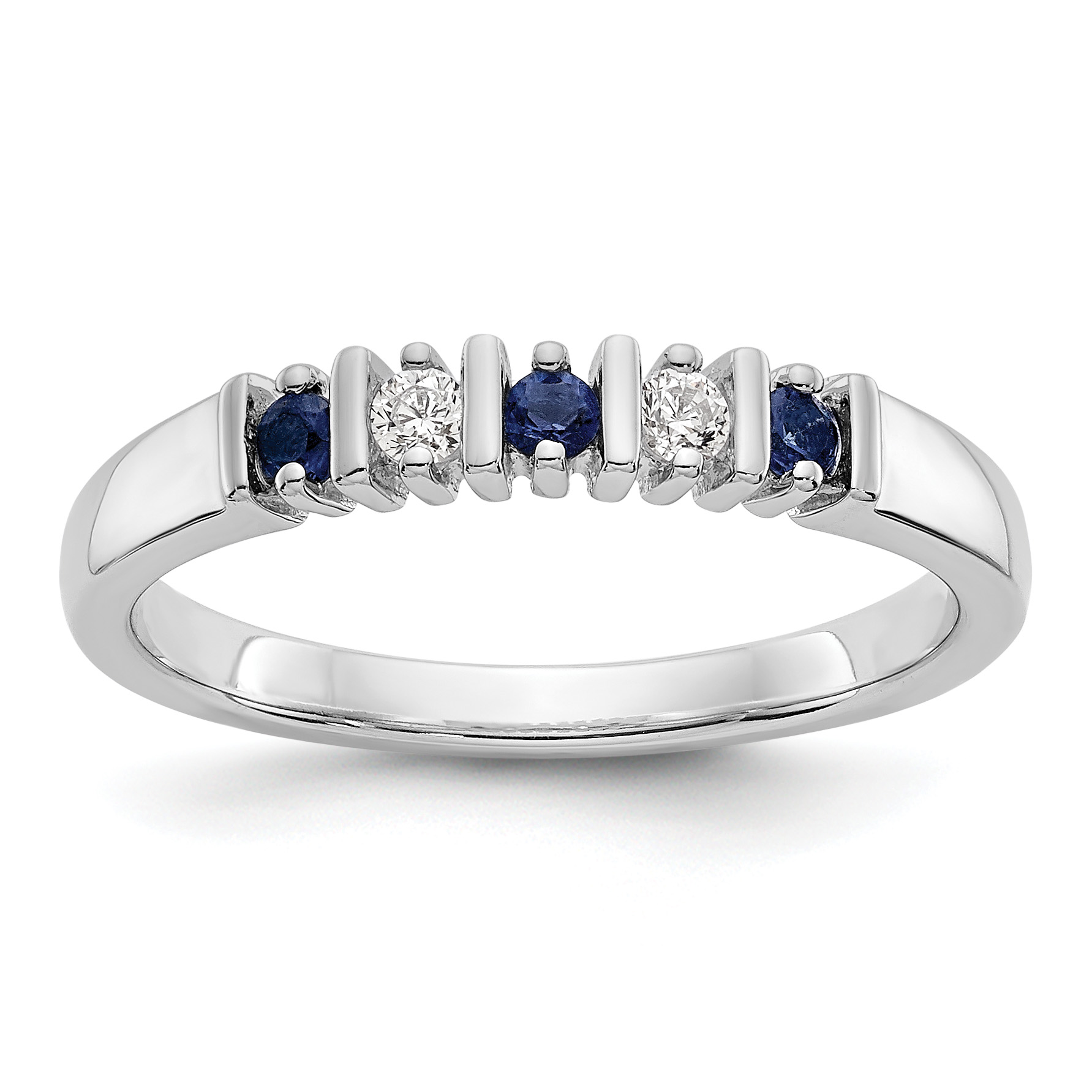 14k White Gold 1/15 carat Diamond and Blue Sapphire Complete Band (RM3289B-SA-008-WAA)
