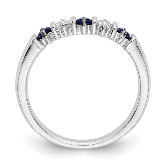 14k White Gold 2.75mm Sapphire AA Diamond 5-Stone Ring