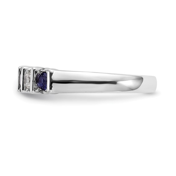 14k White Gold 2.75mm Sapphire AA Diamond 5-Stone Ring