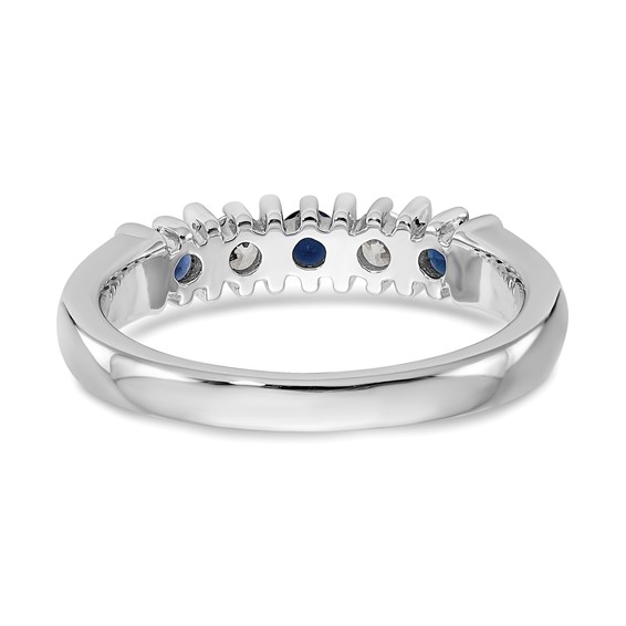 14k White Gold 2.75mm Sapphire AA Diamond 5-Stone Ring