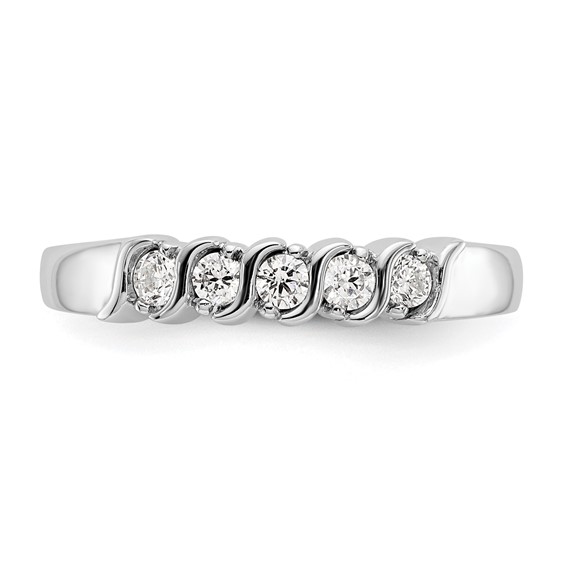 14K White Gold 5-Stone Prong-set (Holds 5-2.2mm Round) Diamond Band Mounting