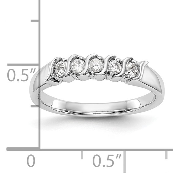 14K White Gold 5-Stone Prong-set (Holds 5-2.2mm Round) Diamond Band Mounting