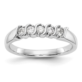 14K White Gold 5-Stone Prong-set (Holds 5-2.2mm Round) Diamond Band Mounting