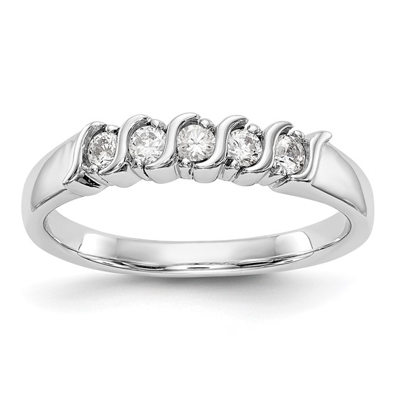 14K White Gold 5-Stone Prong-set (Holds 5-2.2mm Round) Diamond Band Mounting