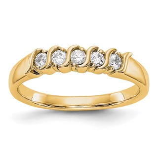 14K Yellow Gold 5-Stone Prong-set (Holds 5-2.2mm Round) Diamond Band Mounting