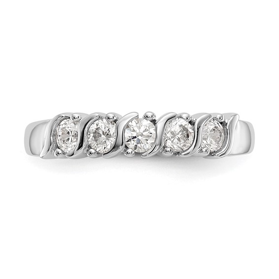 14K White Gold 5-Stone Prong-set (Holds 5-2.9mm Round) Diamond Band Mounting