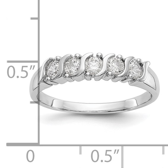 14K White Gold 5-Stone Prong-set (Holds 5-2.9mm Round) Diamond Band Mounting