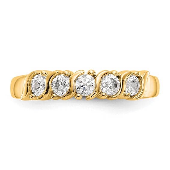 14K Yellow Gold 5-Stone Prong-set (Holds 5-2.9mm Round) Diamond Band Mounting