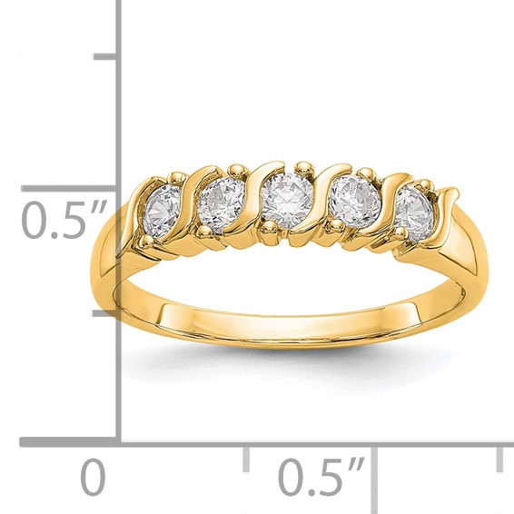 14K Yellow Gold 5-Stone Prong-set (Holds 5-2.9mm Round) Diamond Band Mounting