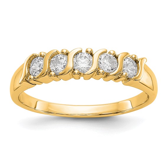 14K Yellow Gold 5-Stone Prong-set (Holds 5-2.9mm Round) Diamond Band Mounting