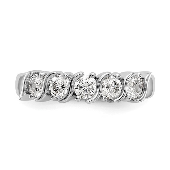 14K White Gold 5-Stone Prong-set (Holds 5-3.4mm Round) Diamond Band Mounting