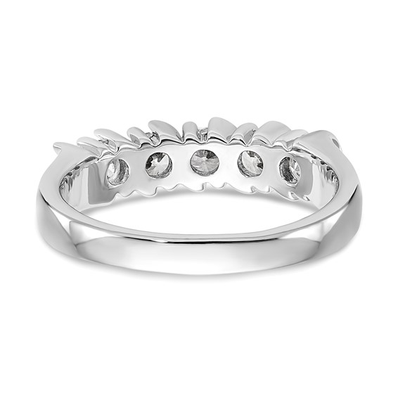 14K White Gold 5-Stone Prong-set (Holds 5-3.4mm Round) Diamond Band Mounting