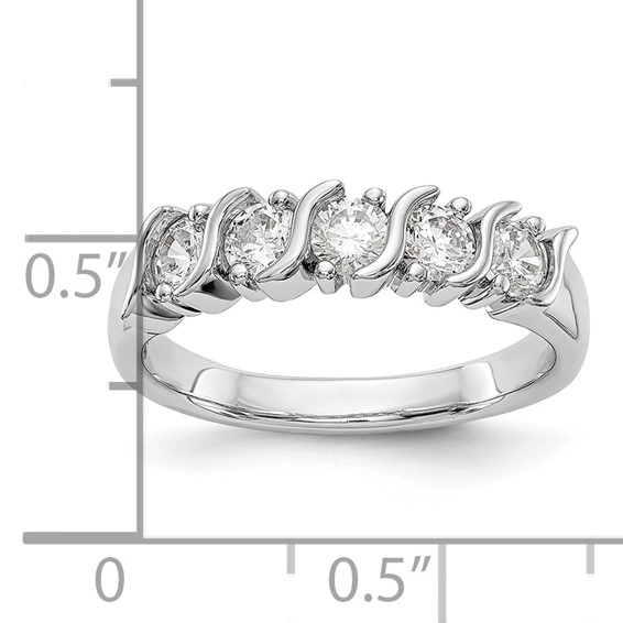 14K White Gold 5-Stone Prong-set (Holds 5-3.4mm Round) Diamond Band Mounting