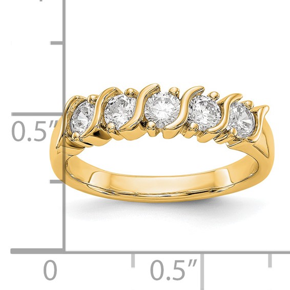 14K Yellow Gold 5-Stone Prong-set (Holds 5-3.4mm Round) Diamond Band Mounting