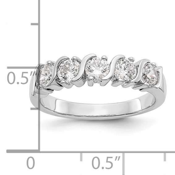 14K White Gold 5-Stone Prong-set (Holds 5-3.7mm Round) Diamond Band Mounting