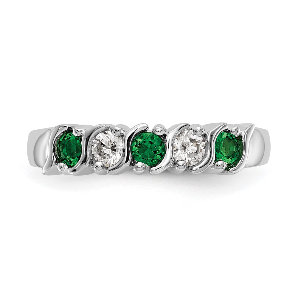 14k White Gold 1/5 carat Diamond and Emerald Complete Band (RM3290B-EM-019-WAA)