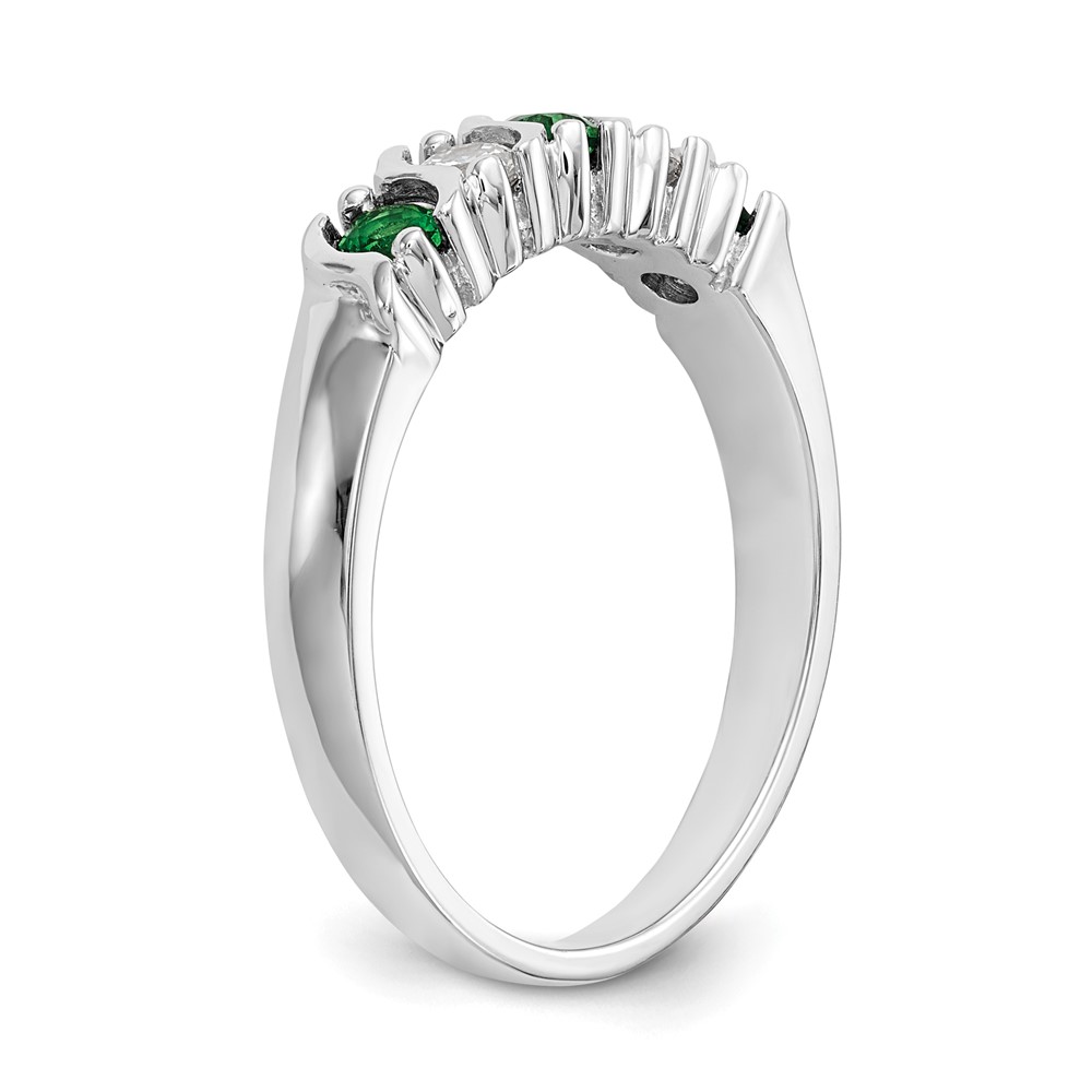 14k White Gold 1/5 carat Diamond and Emerald Complete Band (RM3290B-EM-019-WAA)