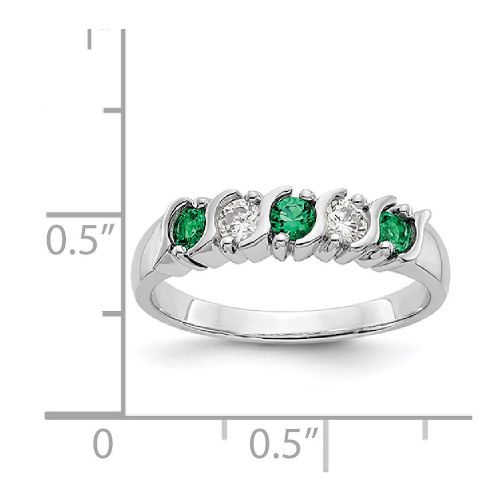 14k White Gold 1/5 carat Diamond and Emerald Complete Band (RM3290B-EM-019-WAA)