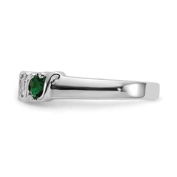 14k White Gold 3/8 carat Diamond and Emerald Complete Band