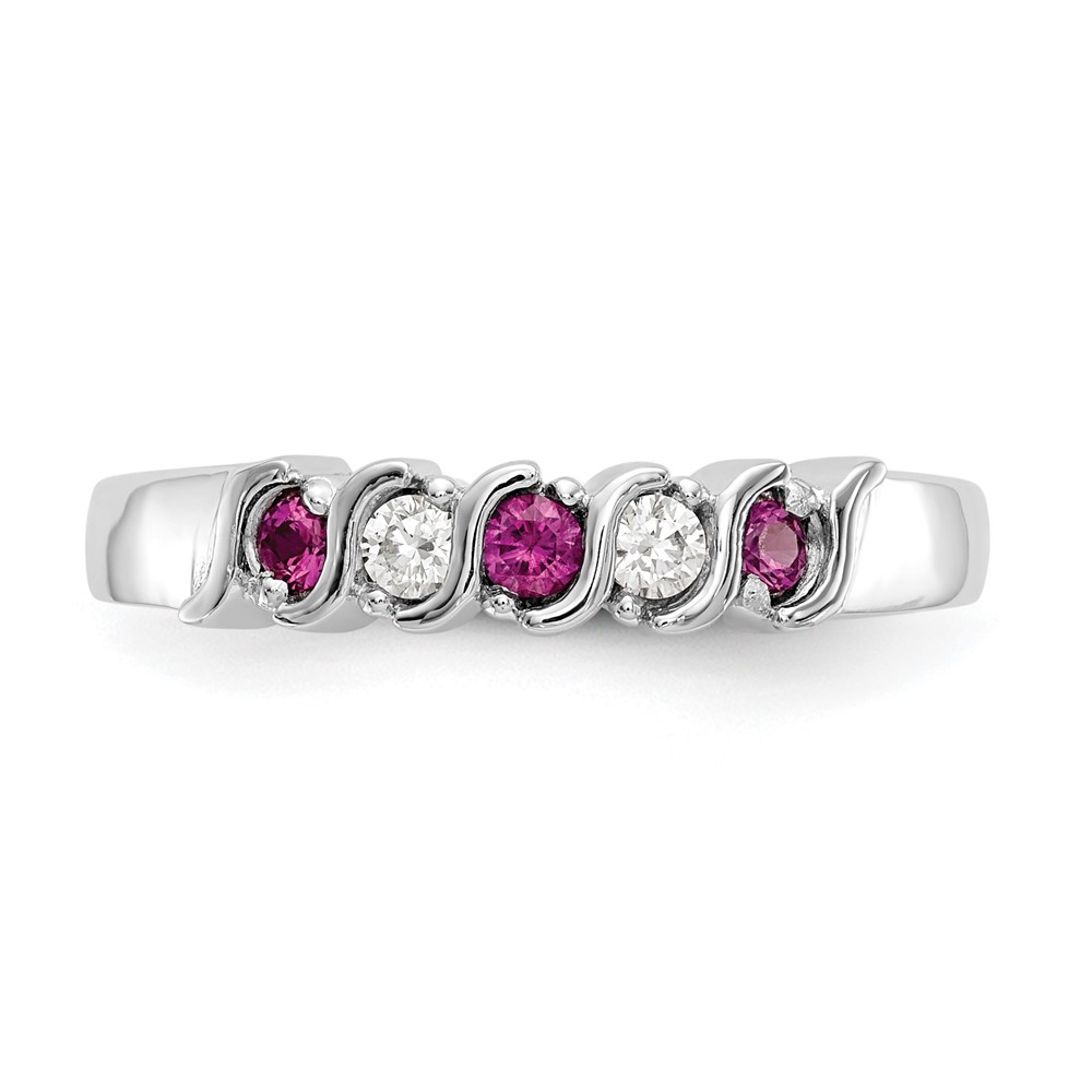 14k White Gold 1/10 carat Diamond and Ruby Complete Band (RM3290B-RU-010-WAA)