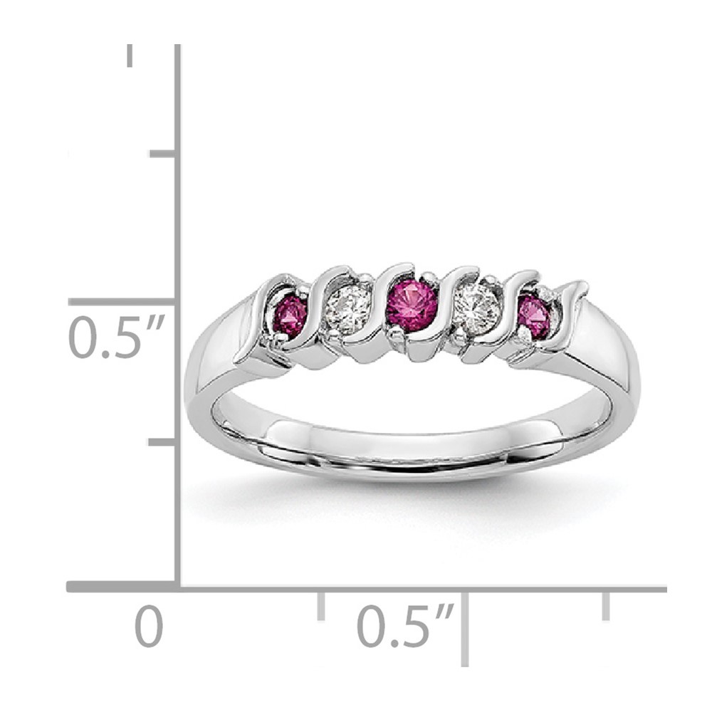 14k White Gold 1/10 carat Diamond and Ruby Complete Band (RM3290B-RU-010-WAA)