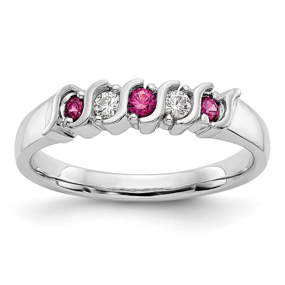 14k White Gold 1/10 carat Diamond and Ruby Complete Band (RM3290B-RU-010-WAA)