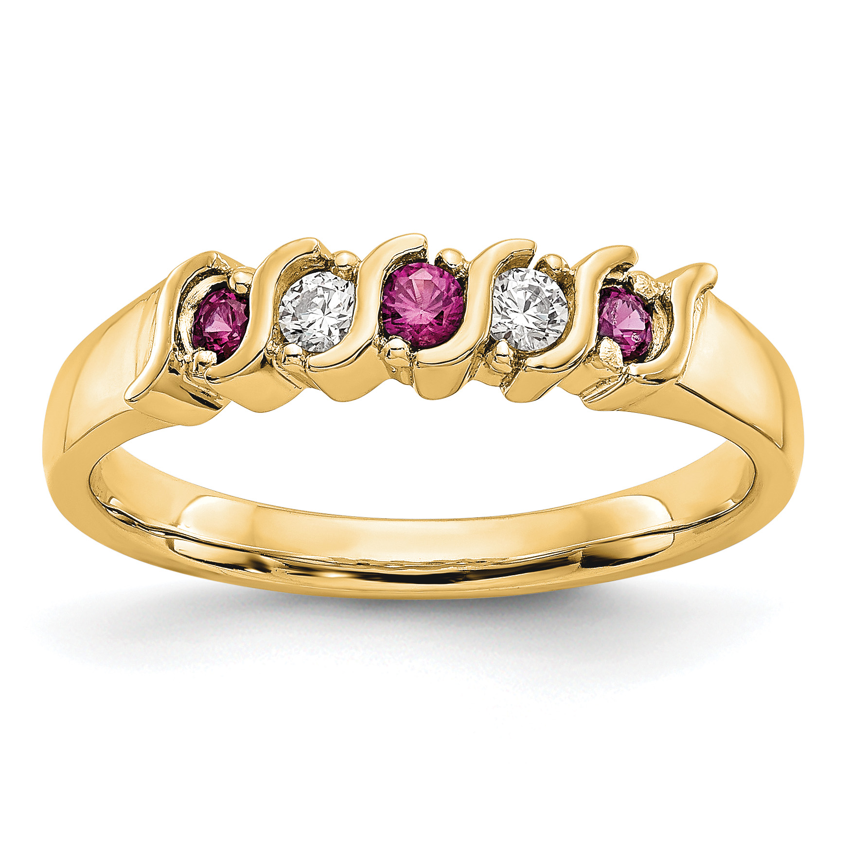 14k Yellow Gold 1/10 carat Diamond and Ruby Complete Band (RM3290B-RU-010-YAA)