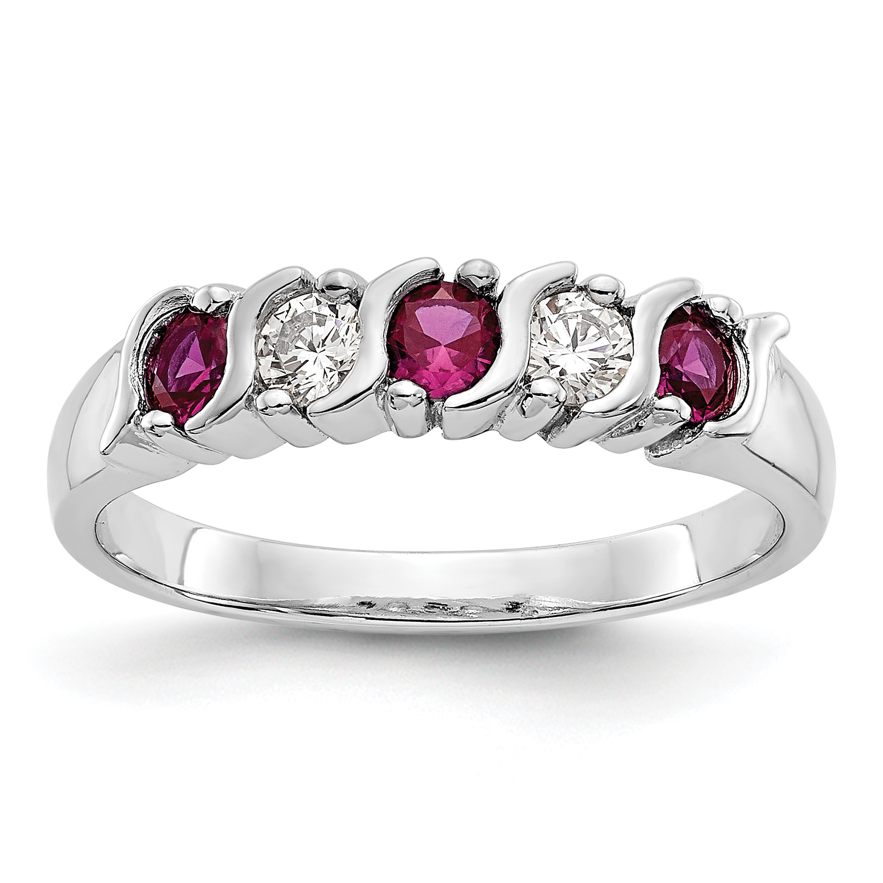 14k White Gold 1/5 carat Diamond and Ruby Complete Band (RM3290B-RU-019-WAA)