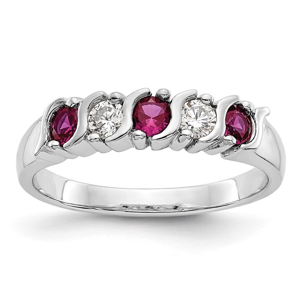 14k White Gold 1/5 carat Diamond and Ruby Complete Band (RM3290B-RU-019-WAA)