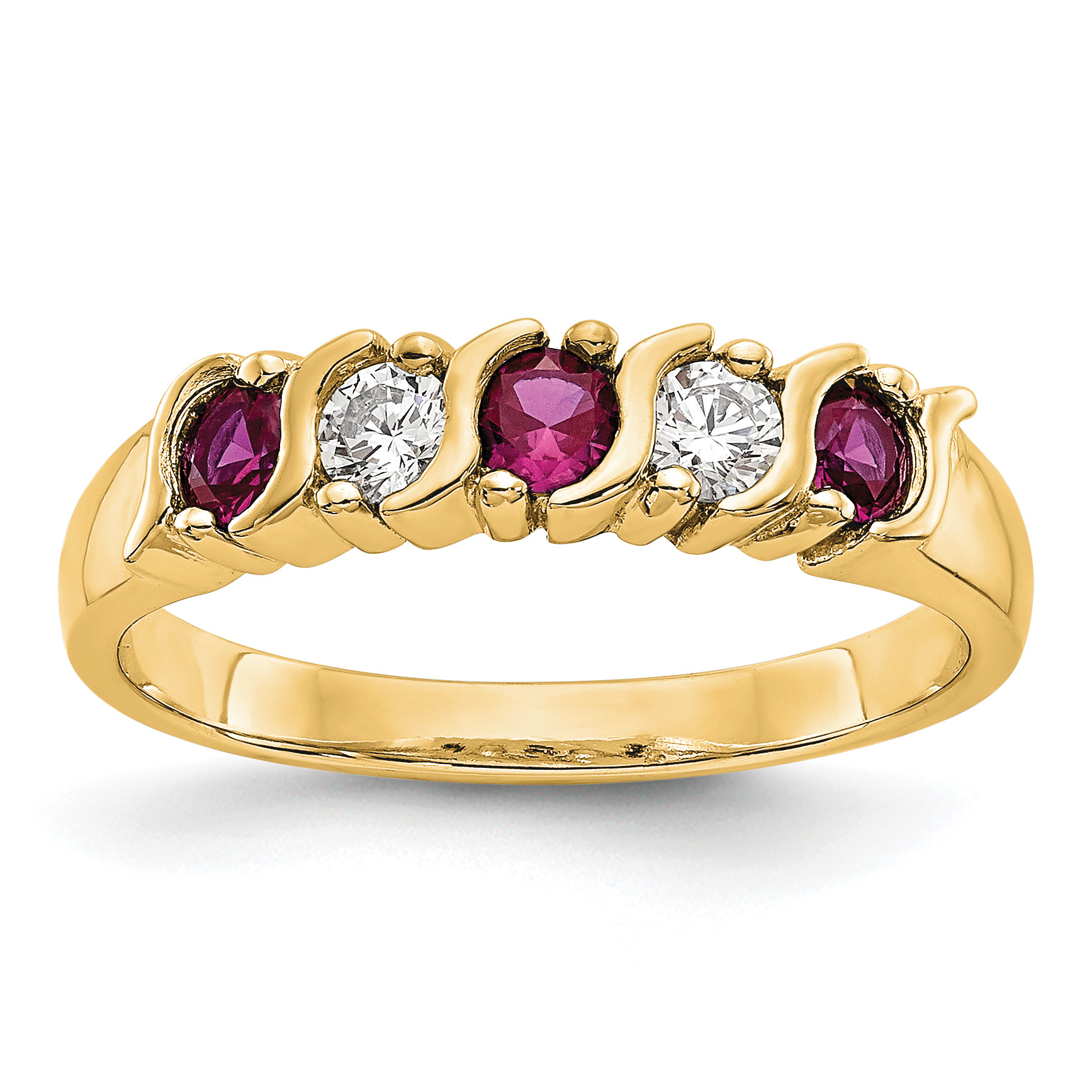 14k Yellow Gold 1/5 carat Diamond and Ruby Complete Band (RM3290B-RU-019-YAA)