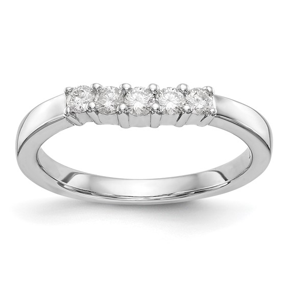 14K White Gold 5-Stone Shared Prong (Holds 5-2.4mm Round) Diamond Band Mounting