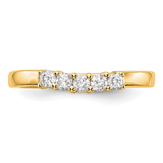 14K Yellow Gold 5-Stone Shared Prong (Holds 5-2.4mm Round) Diamond Band Mounting