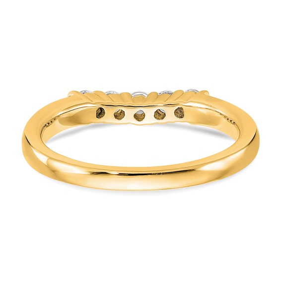 14K Yellow Gold 5-Stone Shared Prong (Holds 5-2.4mm Round) Diamond Band Mounting