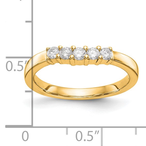 14K Yellow Gold 5-Stone Shared Prong (Holds 5-2.4mm Round) Diamond Band Mounting