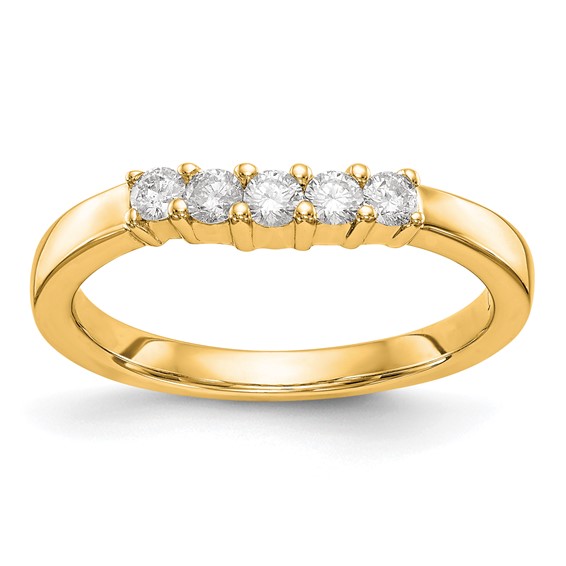 14K Yellow Gold 5-Stone Shared Prong (Holds 5-2.4mm Round) Diamond Band Mounting