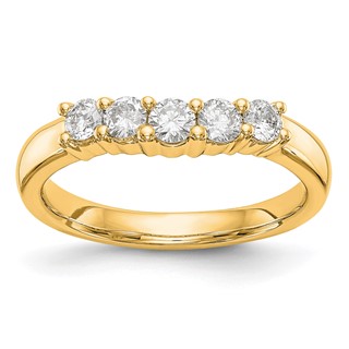 14K Yellow Gold 5-Stone Shared Prong (Holds 5-2.9mm Round) Diamond Band Mounting