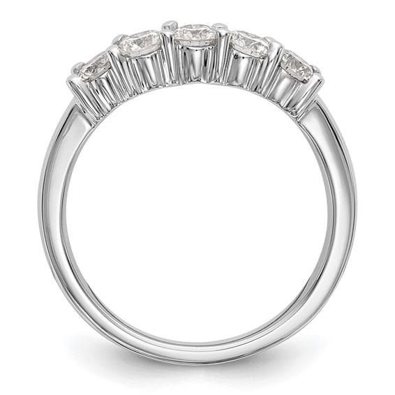 "14K White Gold 5-Stone Shared Prong (Holds 3-3.5, 2-3.3mm Round) Diamond Band Mounting"