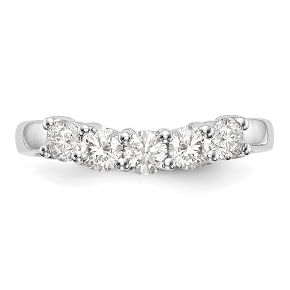 "14K White Gold 5-Stone Shared Prong (Holds 3-3.5, 2-3.3mm Round) Diamond Band Mounting"