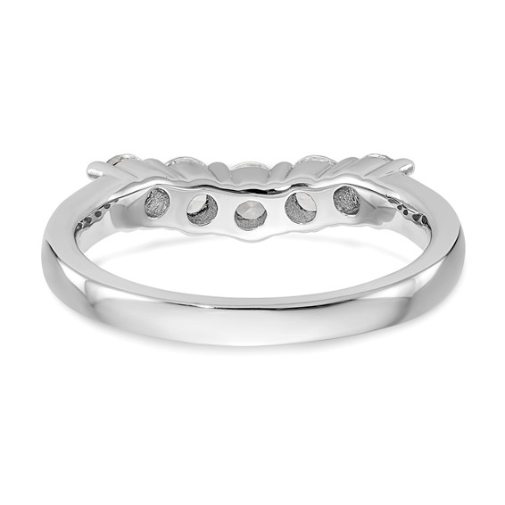 "14K White Gold 5-Stone Shared Prong (Holds 3-3.5, 2-3.3mm Round) Diamond Band Mounting"