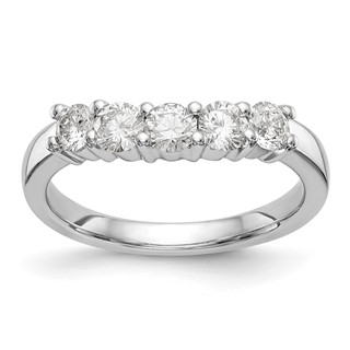 "14K White Gold 5-Stone Shared Prong (Holds 3-3.5, 2-3.3mm Round) Diamond Band Mounting"