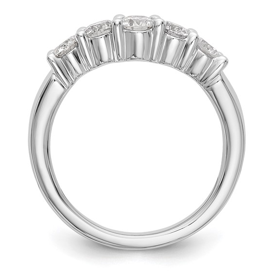 "14K White Gold 5-Stone Shared Prong (Holds 1-3.7, 2-3.6, 2-3.5mm Round) Diamond Band Mounting"